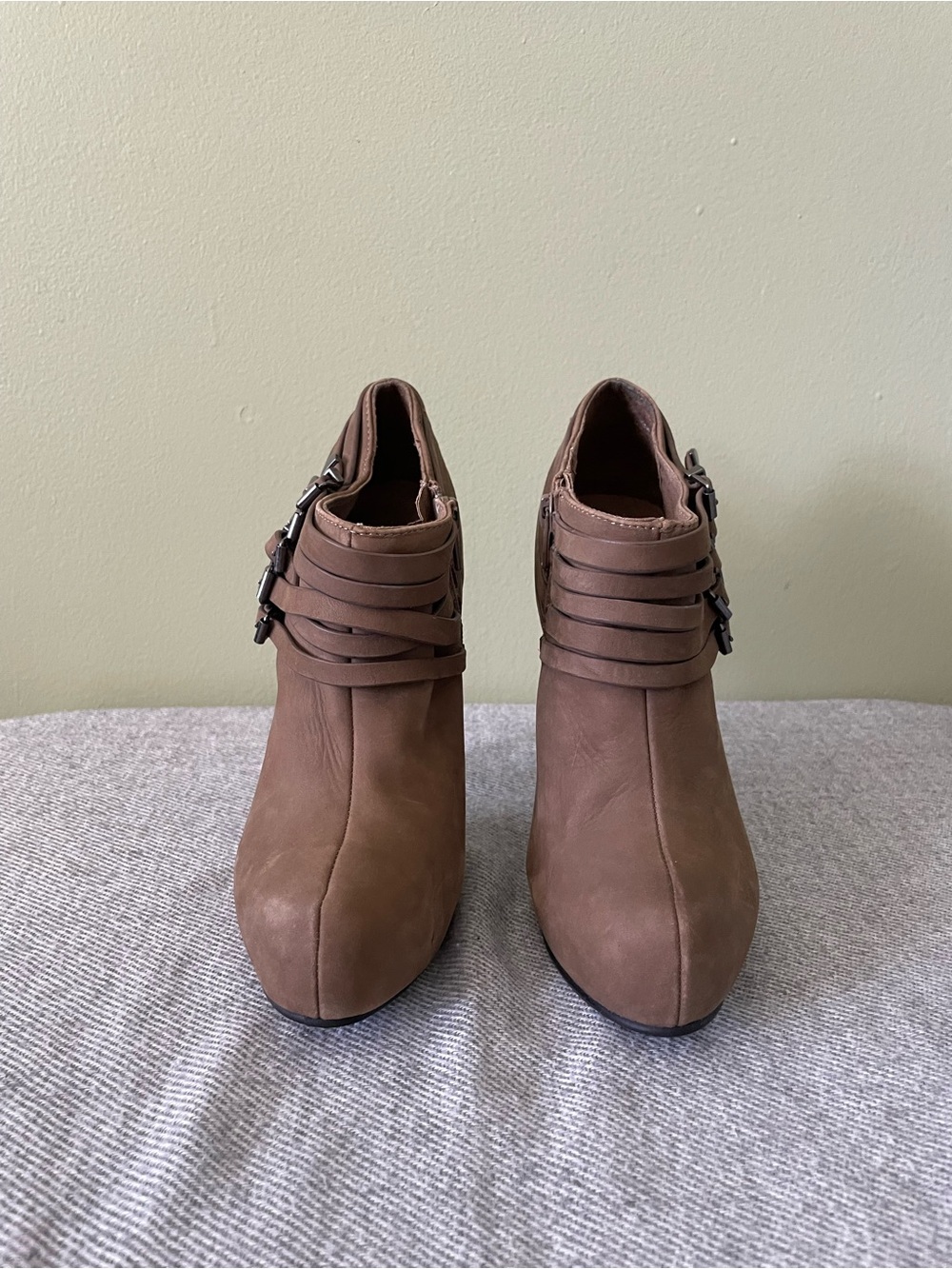 ALDO Taupe Brown Strappy Ankle Booties